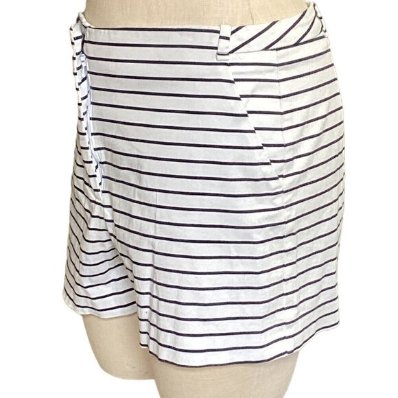 Zara Basic Collection M Blue & White Stripe Shorts Zip-up Coastal Nautical 165J - Picture 3 of 7